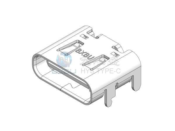 Type-c 16P 板上四脚插板SMT 带弹 带柱 7.35L
