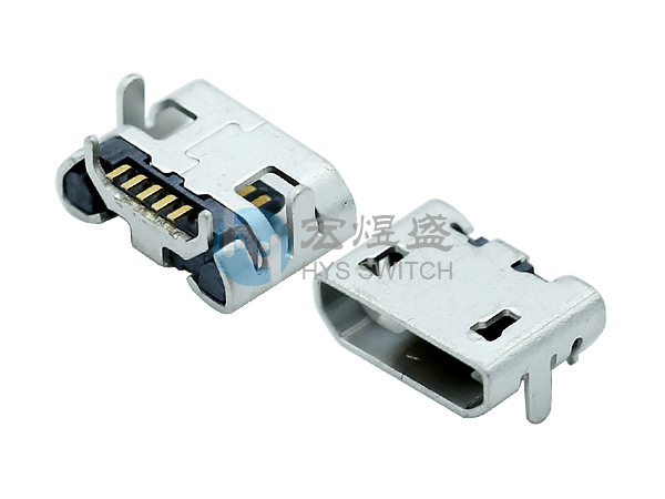 MICRO USB母座牛角短针无导位