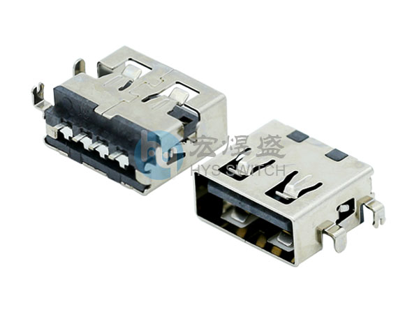 USB母座AF短体沉板1.9四脚无边SMT