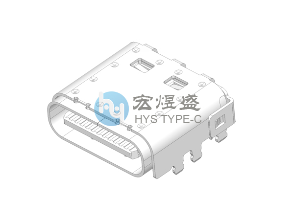 Type-C母座24P板上八脚插板SMT有后盖双壳双贴脚长0.6 CH=1.58 8.25L