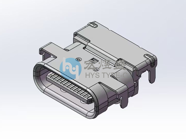 Type-C母座USB4.0 24P 沉板 双壳 四脚插板DIP+SMT CH=0.8mm 9.15L