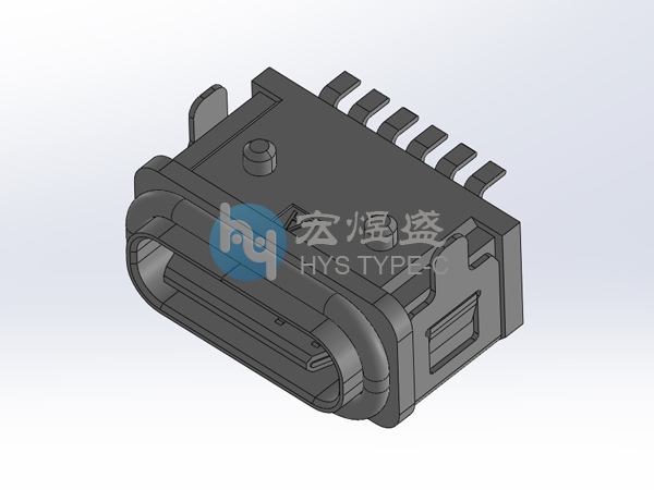 SMT板上型6P防水TYPE-C母座两脚插板7.3L IPX8