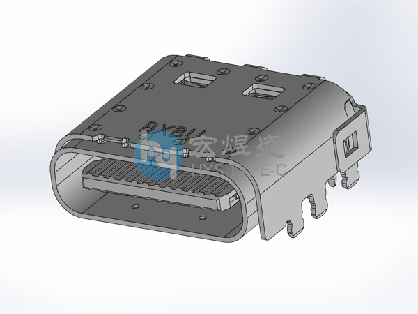 Type-C母座24P板上六脚插板SMT有后盖双壳双贴 CH=1.60 8.20L
