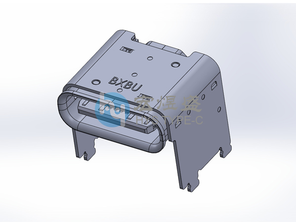 Type-C母座16P板上型垫高4.32 卷边 CH=5.9 8.0L
