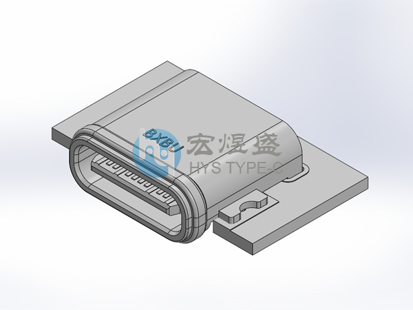 防水TYPE-C母座24P前贴后插DIP＋SMT 沉板0.93mm 9.0L IPX7