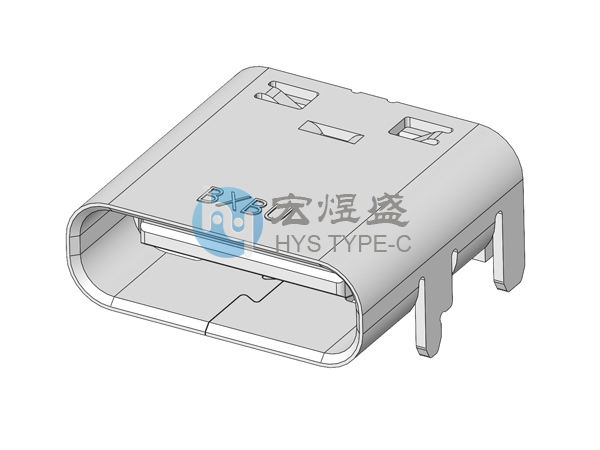 板上加长Type-C16P母座 90度插板DIP 8.35L 带柱 USB长体贴片插座
