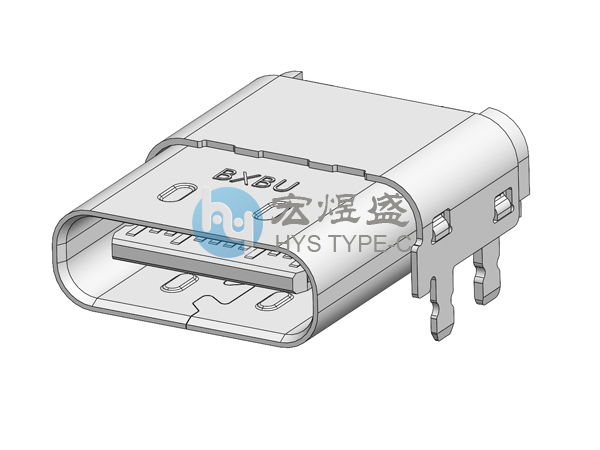 Type-C母座24P 板上四脚插板SMT 带柱 L=12.4 CH=1.73