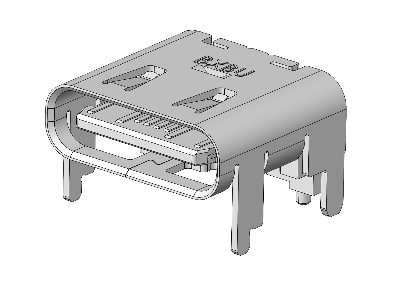 Type-C母座16Pin 板上四脚插板SMT 带弹带柱 垫高1.6mm (CH=3.18)8.0L