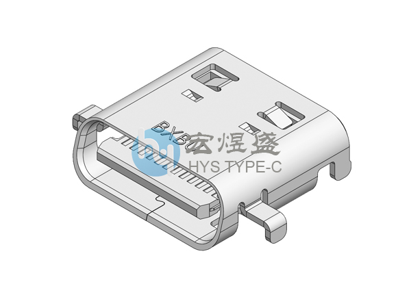 USB4.0连接器Type-C 24Pin斜口 四脚插板SMT 沉板1.45mm 8.35L