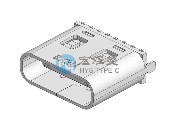 Type-C母座16P 立式两脚插板SMT