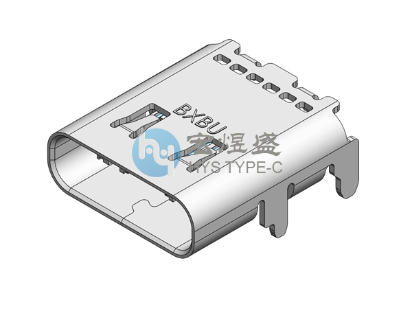 Type-C板上单排16PIN母座L=10.0MM有弹片