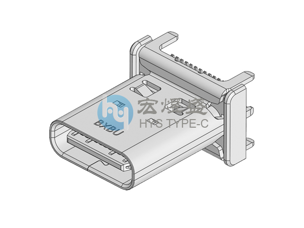 TYPE-C母座24P立式贴片四脚插板SMT 12.0H 仿Molex
