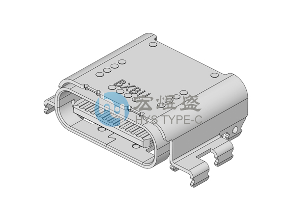 Type-C母座24P板上八脚插板SMT有后盖双壳双贴脚长0.6 CH=1.58 8.25L