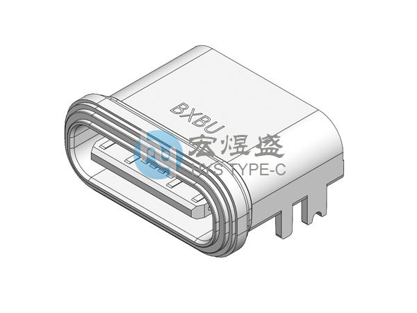 防水Type-C母座16P板上型四脚插板贴板压铸 7.5L IPX7