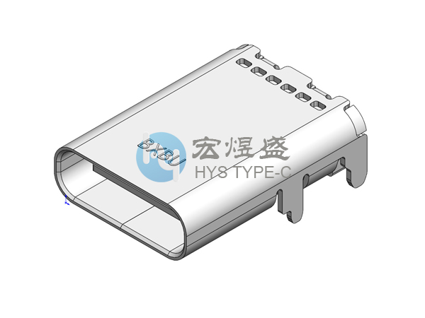 Type-C母座16P 板上四脚插板SMT 带柱 12.2L