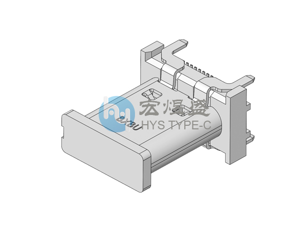 TYPE-C母座24P立式贴片四脚插板SMT 13.5H