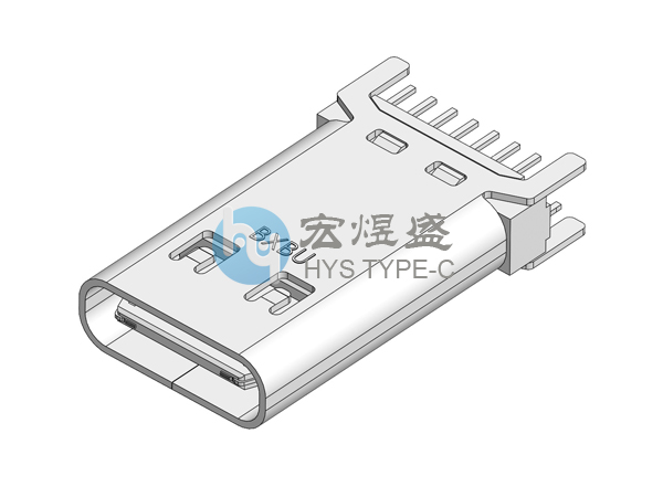 Type-C母座16P 立式四脚插板DIP 带弹 15.0L 防火等级UL94