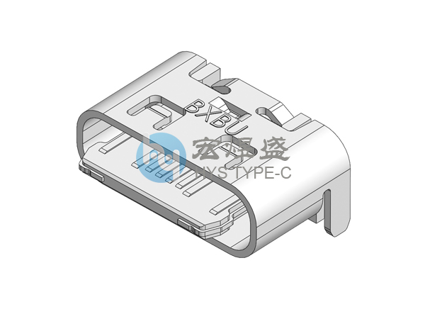 Type-C连接器16P 板上后两脚插板SMT 舌头外露 短体 5.0L