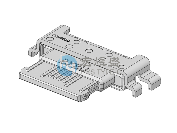 Type-C母座16P 沉板0.6mm 四脚插板SMT 舌头外露4.45mm 7.5L