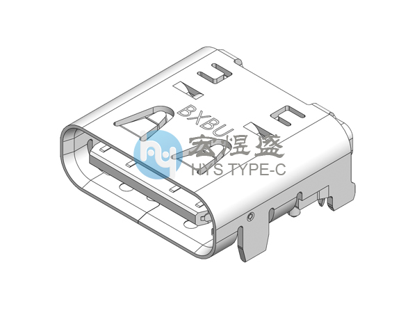 Type-C连接器板上四脚插板SMT 24P 带弹 带柱全柱 8.17L