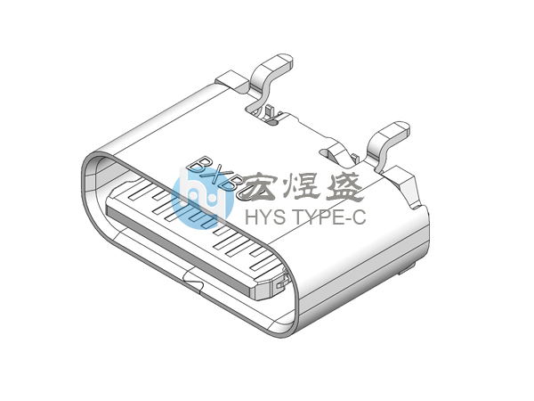 Type-C公头24P 立式四脚插板SMT 带柱 5.6L