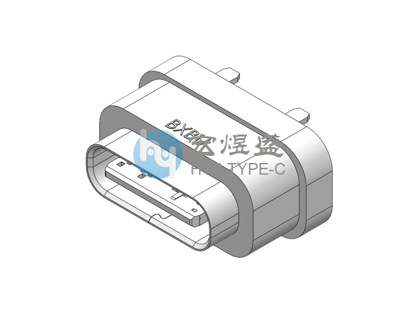 防水Type-C母座16P 立式四脚插板DIP 7.2L IPX8