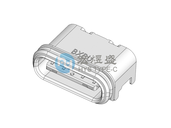 防水Type-c母座16P 板上四脚插板SMT 6.7L IPX7