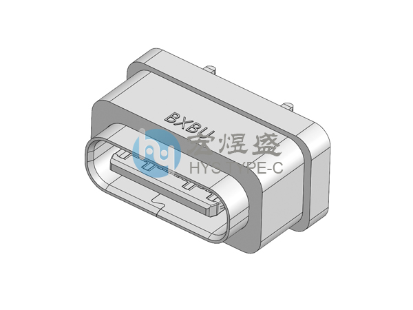TYPE-C母座防水24P 立式四脚插板SMT 6.55L IPX7