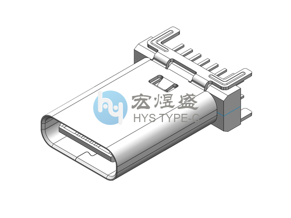 Type-c母座16P 板上立式四脚插板DIP 13.7L