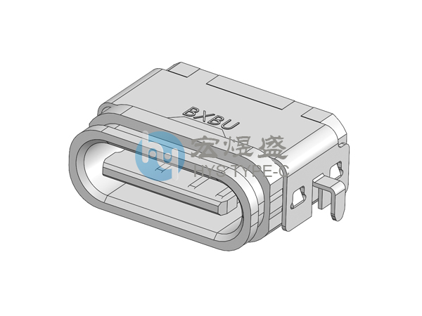 Type-c母座防水6P 沉板1.6mm 两脚插板 7.5L IPX8