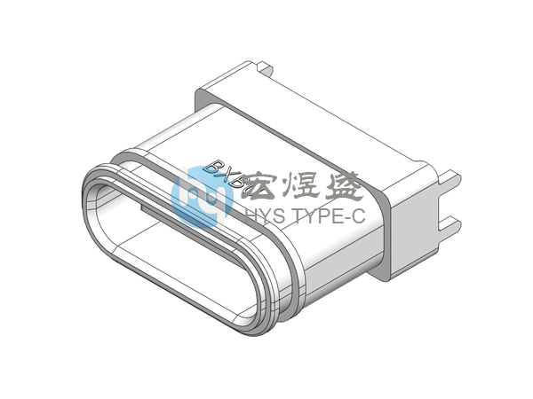 Type-c防水16P 直立四脚插板SMT 式粉末冶金外壳双圈 8.8L IPX7