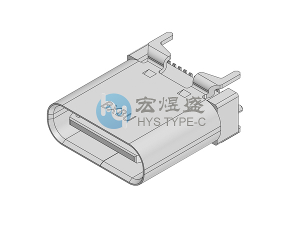 TYPE-C母座24P 立式四脚插板SMT 带柱 9.0L