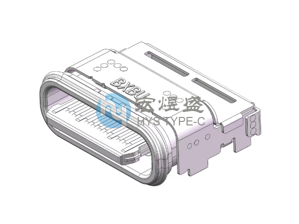 防水Type-C母座24P 板上四脚插板SMT 舌头外露 8.65L IPX8