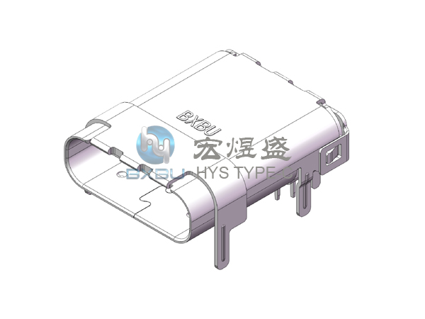 TYPE-C母座24P板上型双壳四脚插板DIP+SMT L=10.85