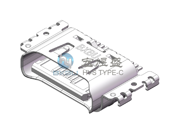 TYPE-C连接器24P 四脚插板SMT 沉板0.8mm 舌头外露 7.7L