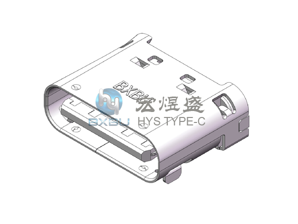 TYPE-C母座24P 板上两脚插板SMT 带弹 6.75L