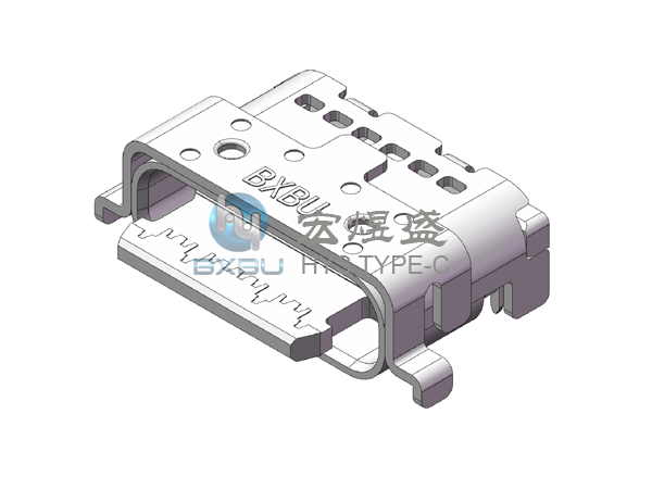 TYPE-C连接器24P 四脚插板SMT 沉板0.8mm 舌头外露 7.7L