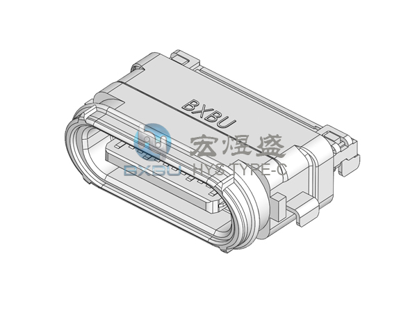 Type-c连接器 防水24P 四脚插板SMT 沉板 斜口 CH0.4mm 8.48L IP68