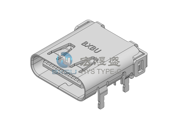 板上24P TYPE-C母座 四脚插板DIP＋SMT带弹 针长1.6mm 9.87L