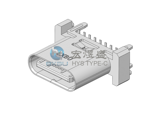 TYPE-C母座四脚插板双排16P立贴