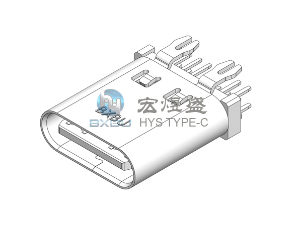 TYPE-C母座14P立式直插180度鱼叉脚10.0H