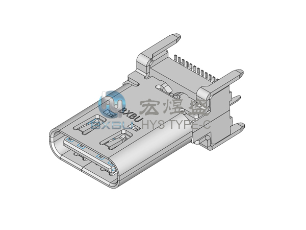 TYPE-C 24P 立式六脚插板SMT 15.0L