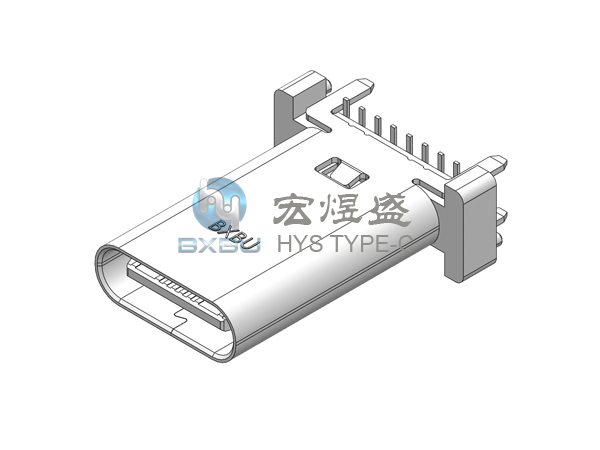 Type-c 16P 立式四脚插板SMT 15.0L