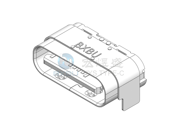 Type-c 12P 板上两脚插板 双外壳短体 4.75L