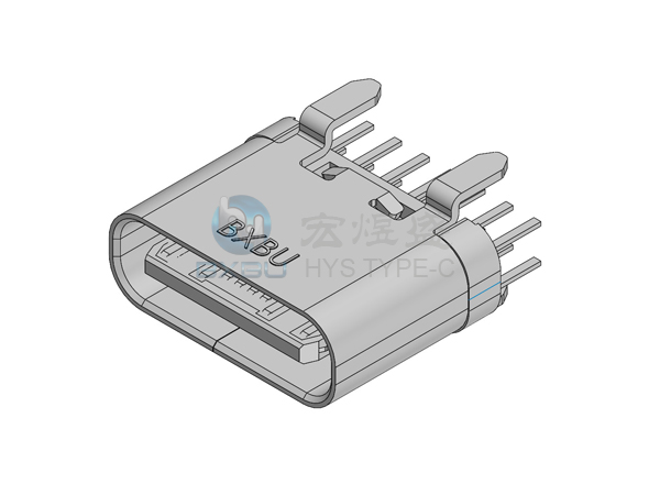 Type-c 16P 立式四脚插板DIP 脚长2.1mm 6.5L