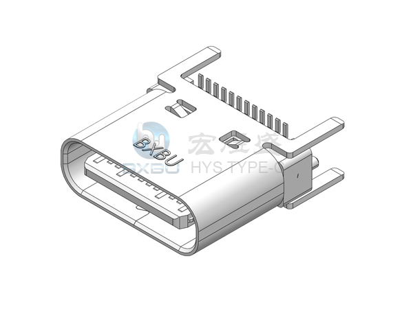 TYPE-C 24P 立式四脚插板SMT 带柱 7.4L