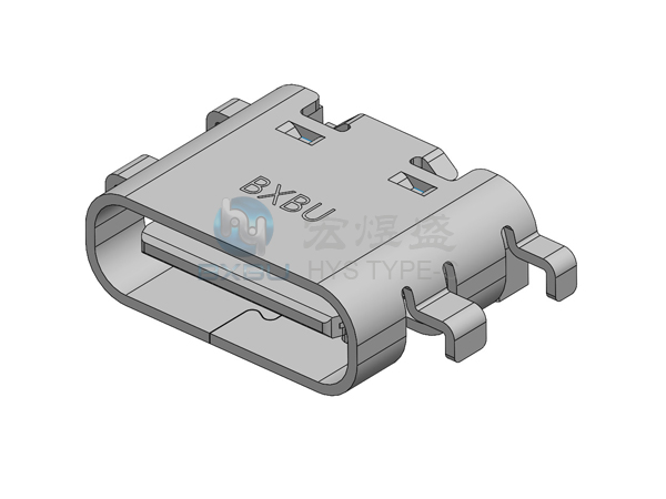 Type-c 8P 母座 四脚插板SMT 沉板1.6mm 6.8L