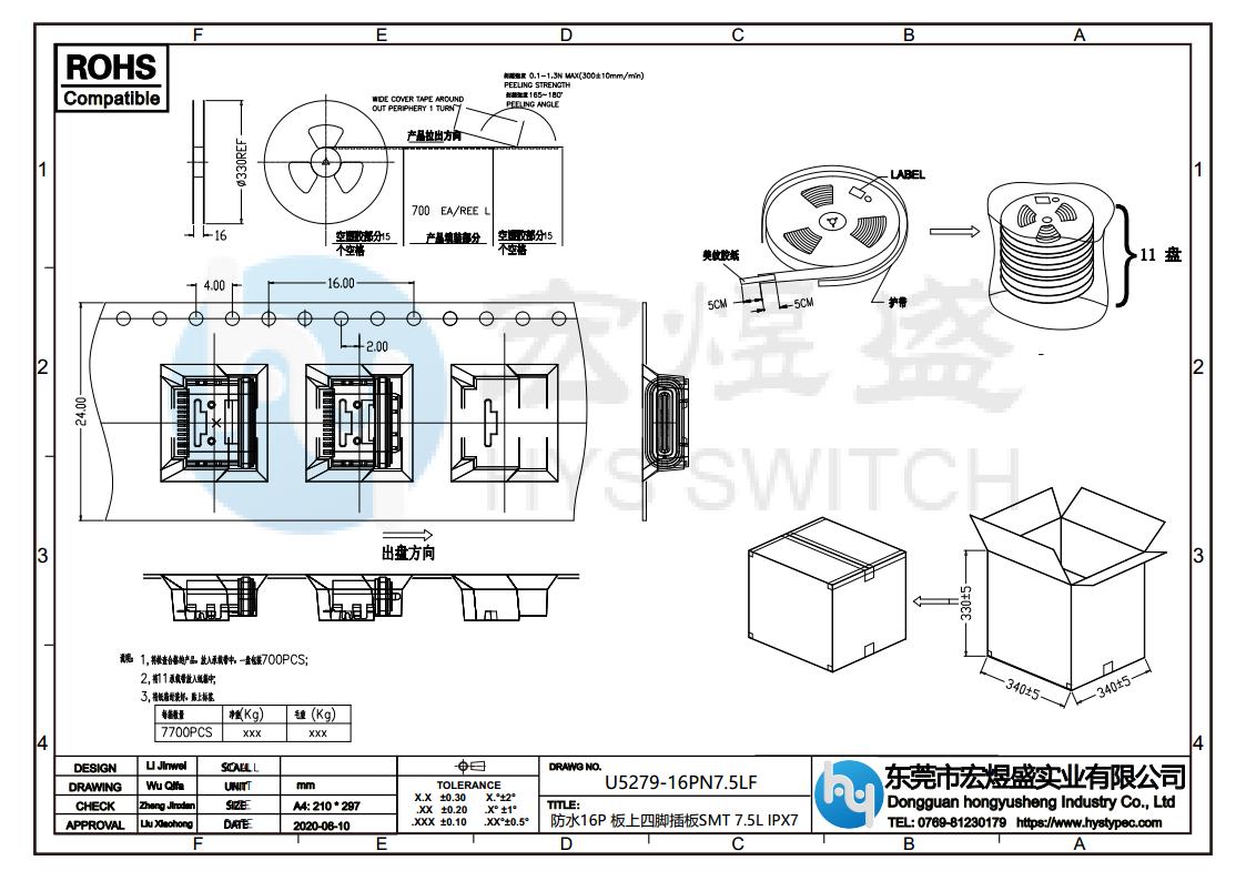 防水Type-C母座16P尺寸图